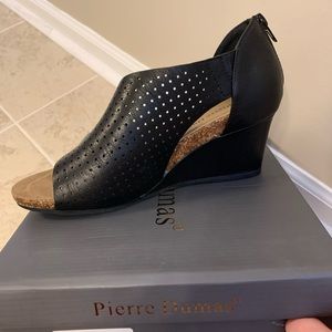 Pierre Dumas Black Open Toe Wedges